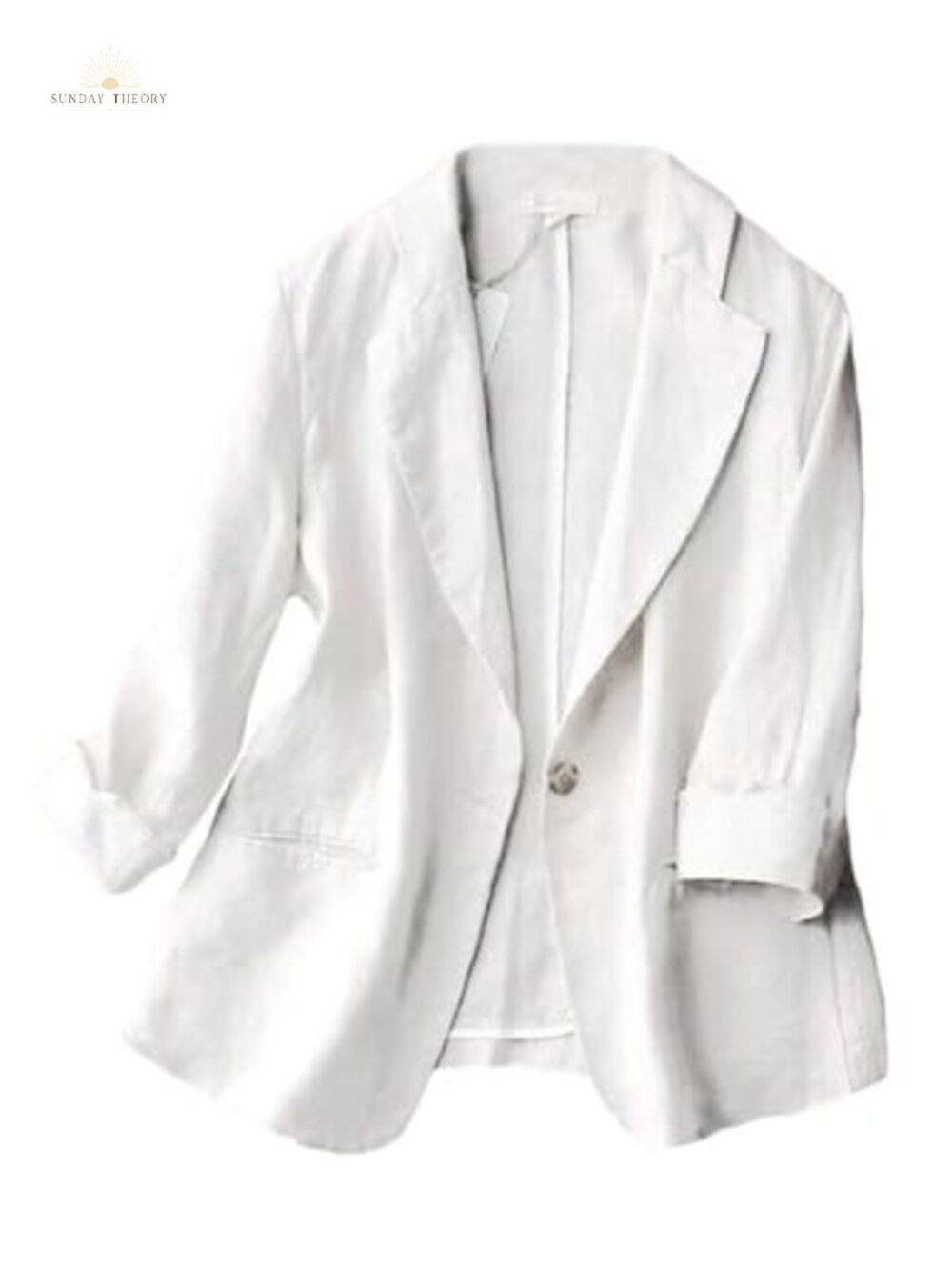 Linen Blazer Jacket One Button 3/4 Sleeve Casual Work Office